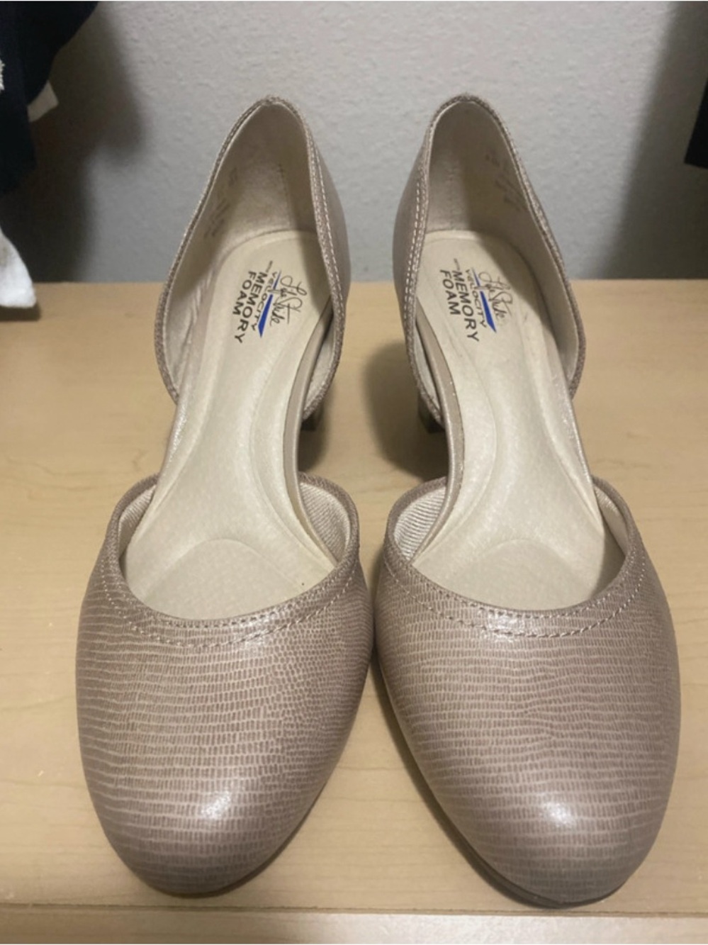Life Stride Taupe Textured D'Orsay Flats